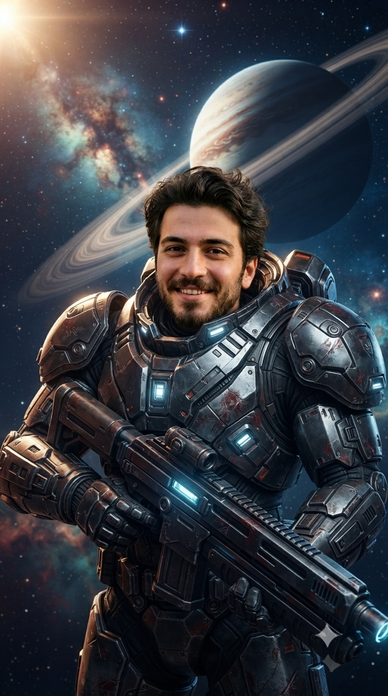 Verwandle dein Foto in einen Weltraumkrieger