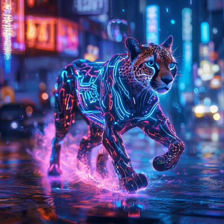 Cyber Sıçrama Füturistik Cyber Çita Fotoğraf Efektleri Ve Yapay Zeka Visuell Rehberi