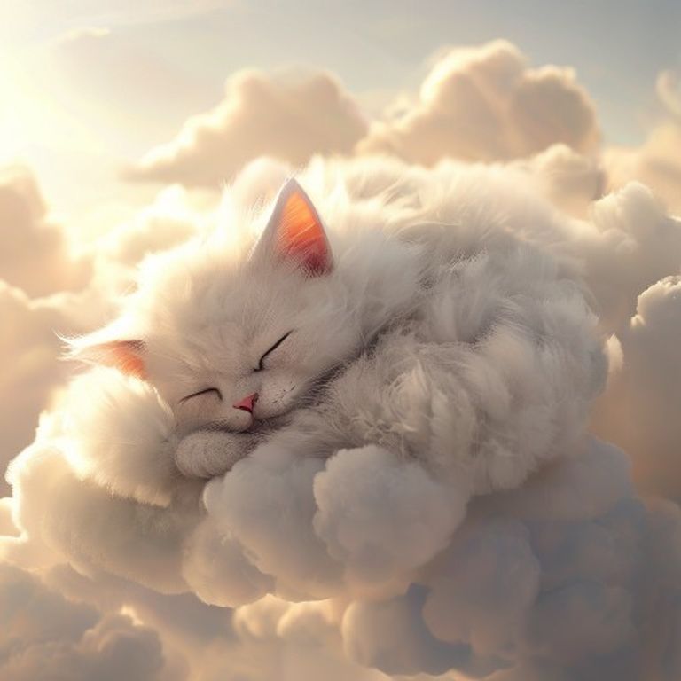 Schlafende katzenförmige Wolke am Himmel