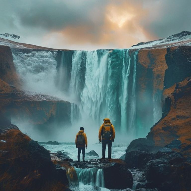 Teal and Orange Abenteuer: Isländischer Wasserfall