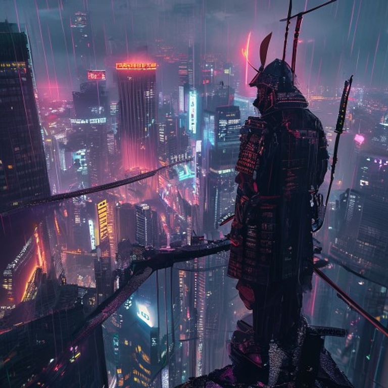 赛博朋克武士战士