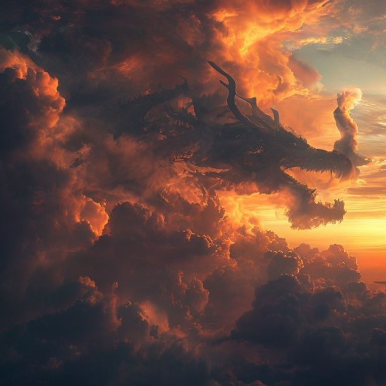 Drachenförmige Wolke am stürmischen Himmel